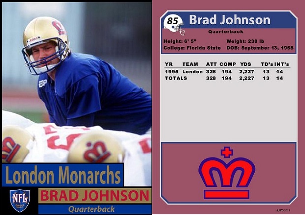 Brad Johnson with the London Monarchs in 1995.