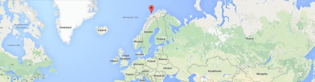 The location of Tromsø, Norway on the European continent.