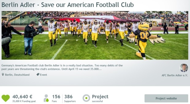 La campagna di crowdfunding dei Berlin Adler su Startnext (per gentile concessione di Startnext.com