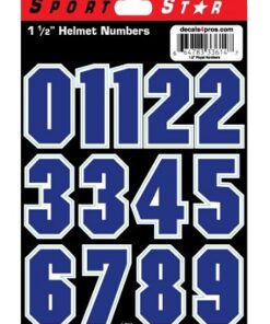 SportStar Block Number Helmet Decals Blue