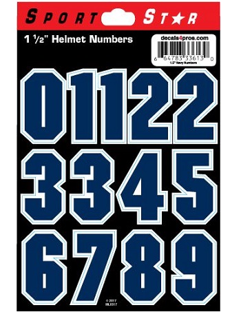 SportStar Block Number Helmet Decals Navy