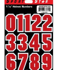 SportStar Block Number Helmet Decals Red