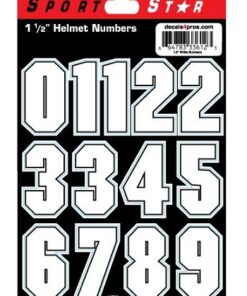 SportStar Block Number Helmet Decals White